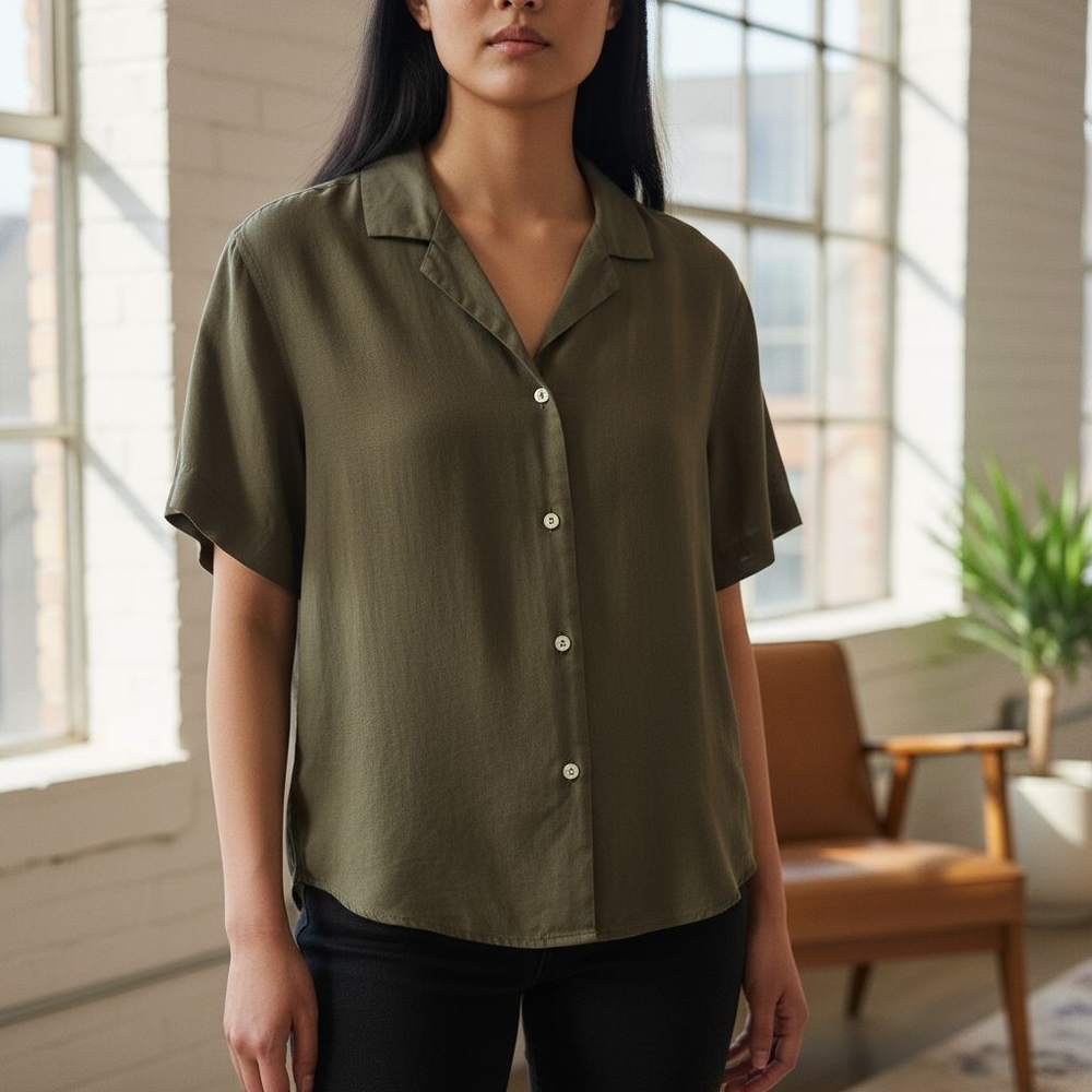 Uniqlo Khaki Women's Button-Down Shirt